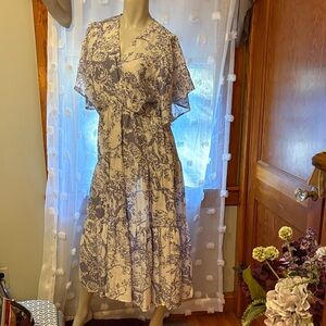 Chicwish Blue and White Patterned Midi Dress